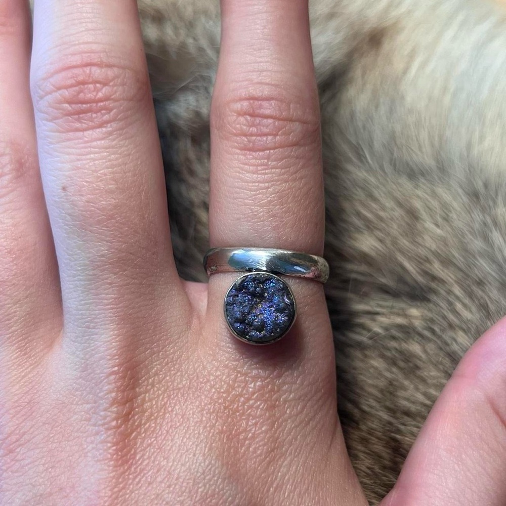 Sterling Silver Geode Agate Ring - image 2